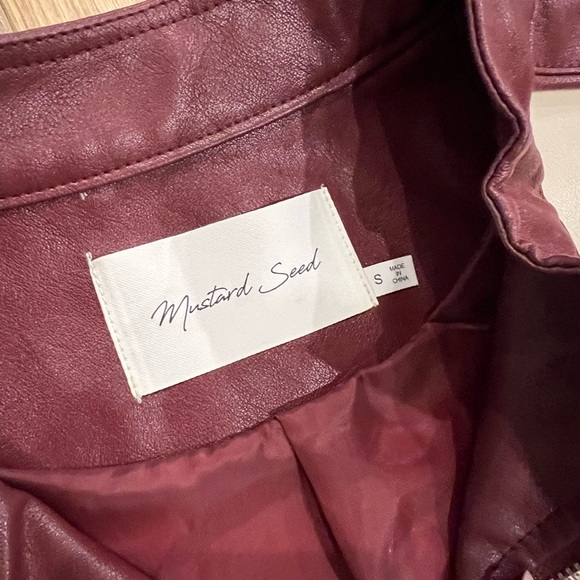 Stylish Burgundy and Cream Moto Style Women's Jacket S - Picture 4 of 4